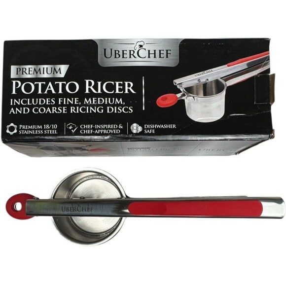 Uber Chef Stainless Steel Potato Ricer With Fine Medium Coarse Disks Dishwasher - Picture 3 of 4